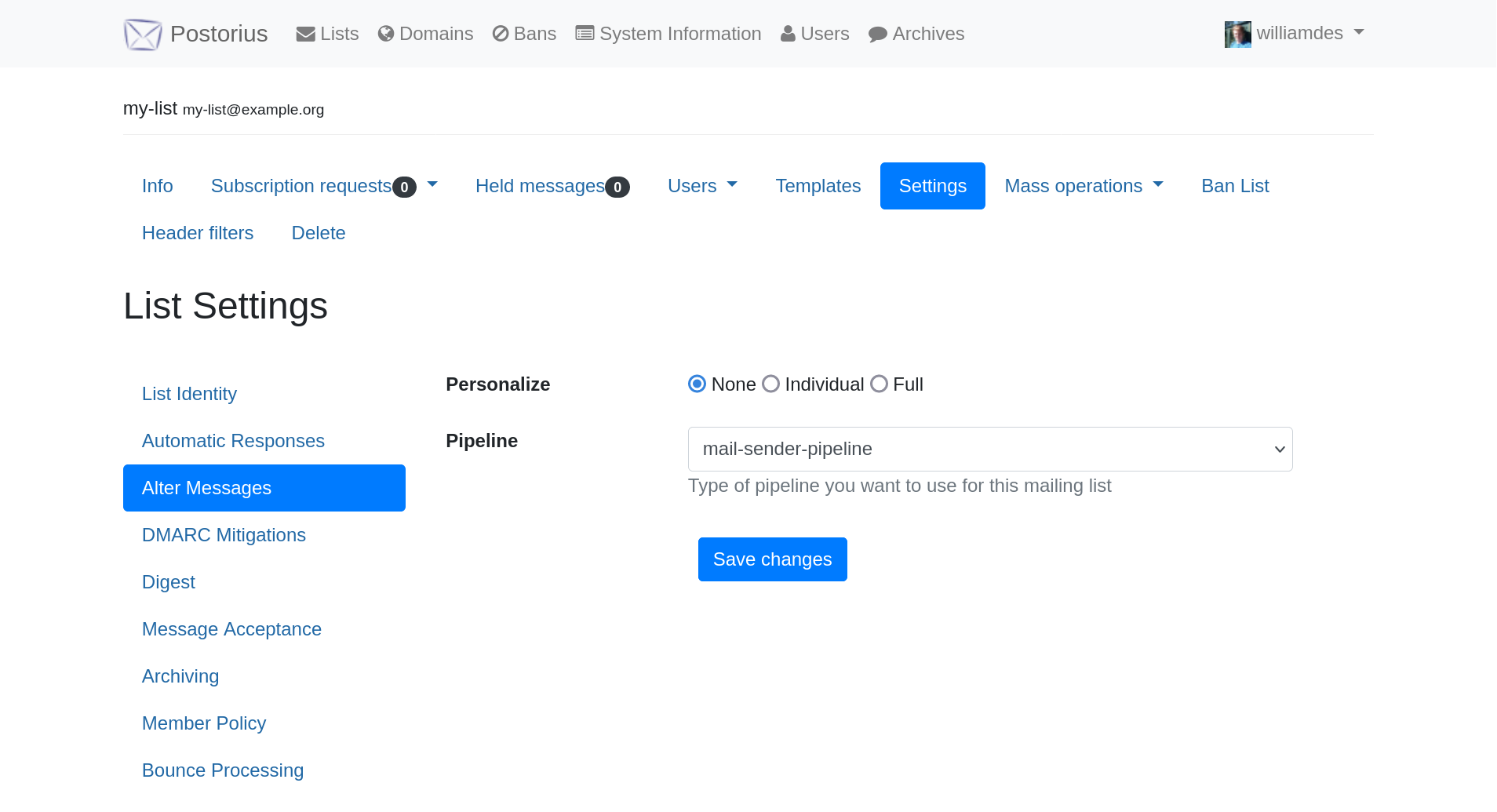 mailman3 settings - alter messages